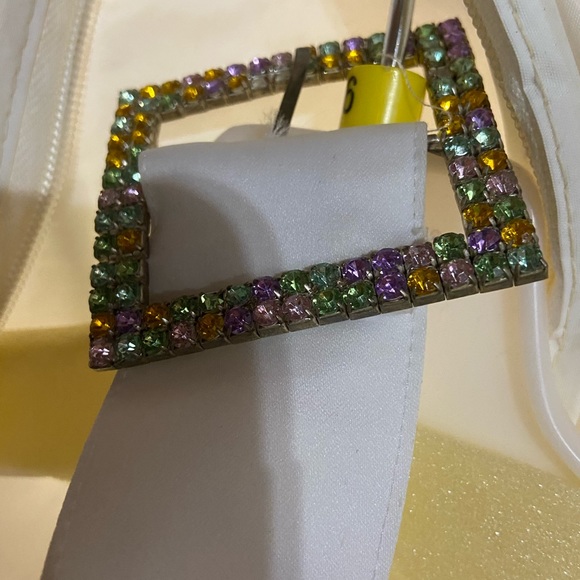 White with Multicolored Gems Prom Dress - Picture 4 of 4